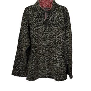 ❤️223 Live Oak Brand Charcoal/Cranberry Quarter Zip Fleece Pullover Sherpa